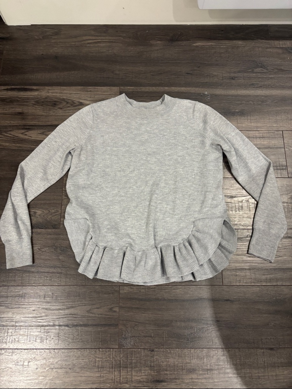 H&M Light Gray Ruffle Hem Sweater